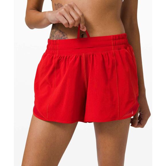 Lululemon Hotty Hot Low-Rise Lined Athletic Running Shorts 4" Dark Red Size 12 - Picture 1 of 7